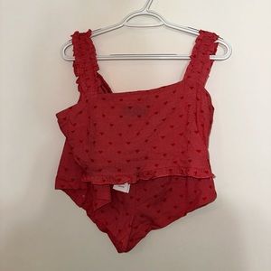 NWT Cider Valentines Heart Red and White Gingham Two Piece Tank Top & Short Set